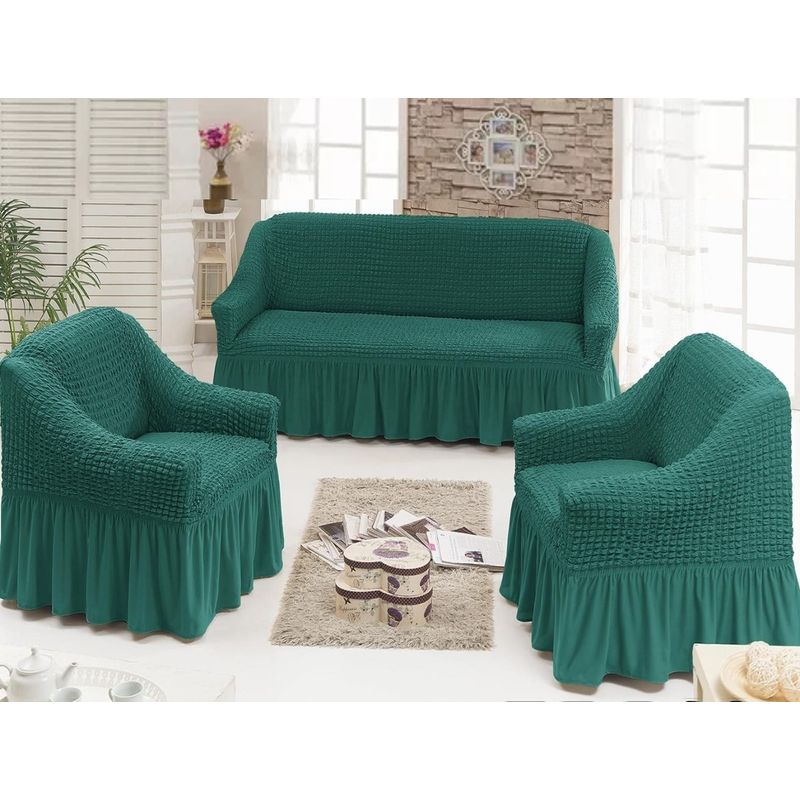 GENERICO - Funda TURCA cubre sillón Set completo 3+1+1 turquesa