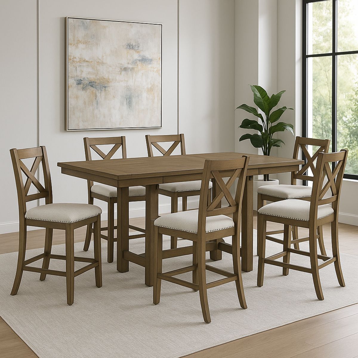 MSA MUEBLES SANTA ANA - Juego de Comedor Alto 6 Puestos Mortimer