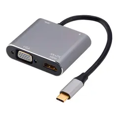 GENERICO - ADAPTADOR 4 EN 1 TYPE-C A HDMI, VGA, USB TIPO-A Y USB TIPO-C