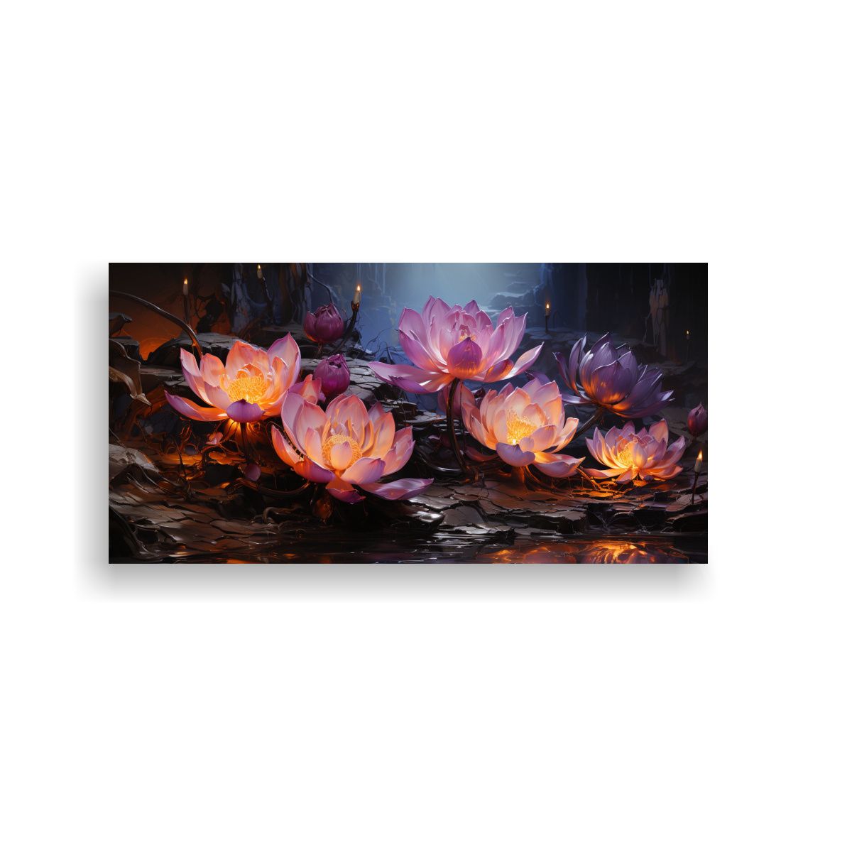 GENERICO - Pintura Loto Negro En Lienzo Al Estilo De Movimiento Y Simpl 160x80cm