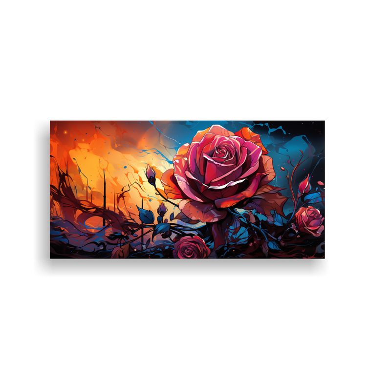 GENERICO - Pintura Mural Estilo Grafiti Con Fondo De Rosas Y Colores De 160x80cm