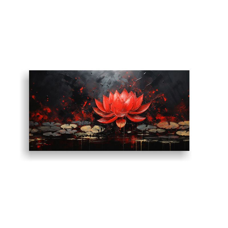 GENERICO - Composición Espectacular Unica Pintura De Loto Negro En Lie 160x80cm