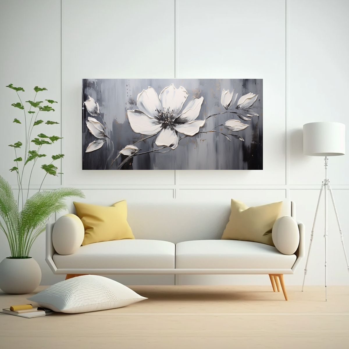 GENERICO - Cuadro Expresión Multicolor Pintura Floral Sobre Lienzo En  160x80cm