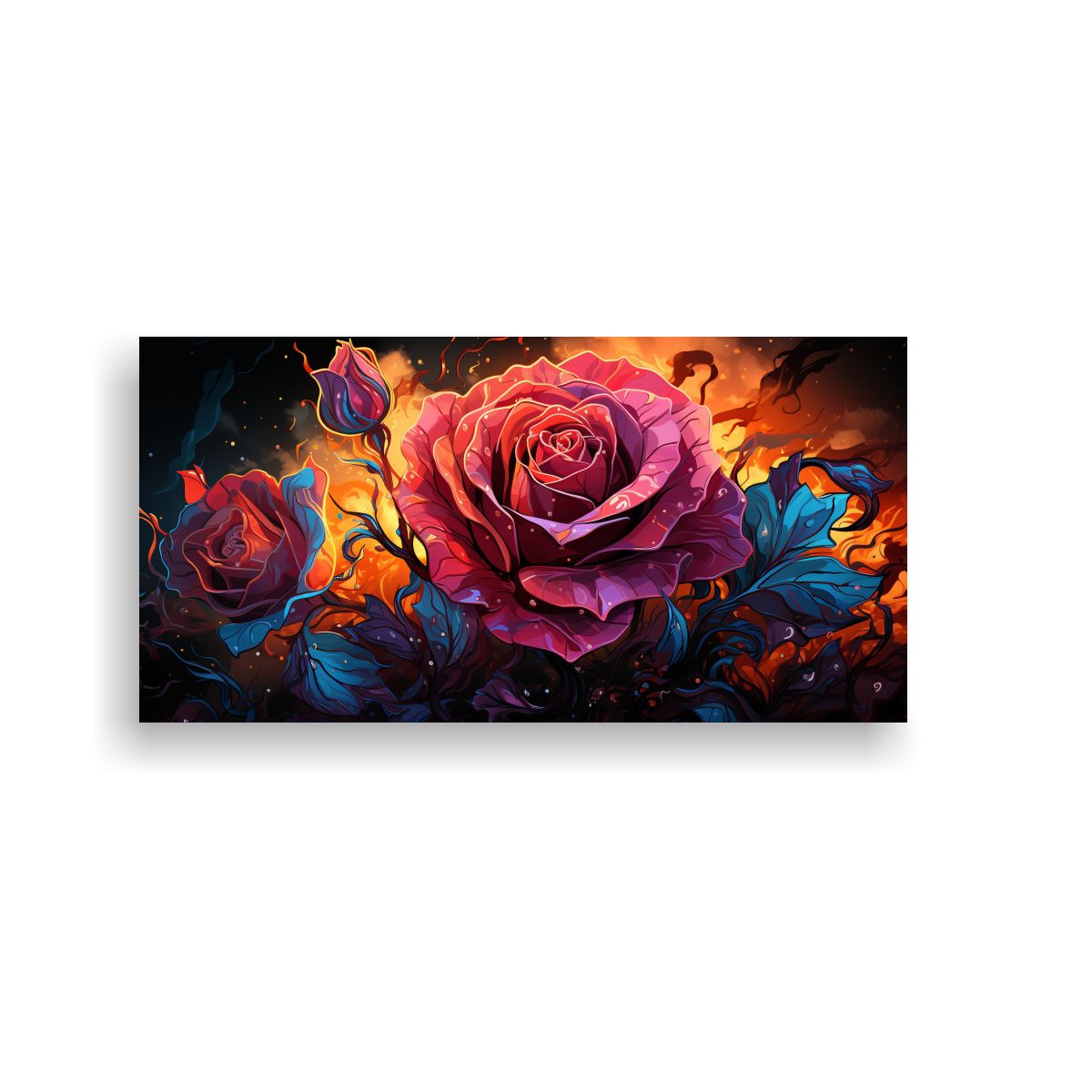 GENERICO - Cuadro Grafiti Estilo Rosa Con Colores Sangrantes: Lienzo Co 160x80cm