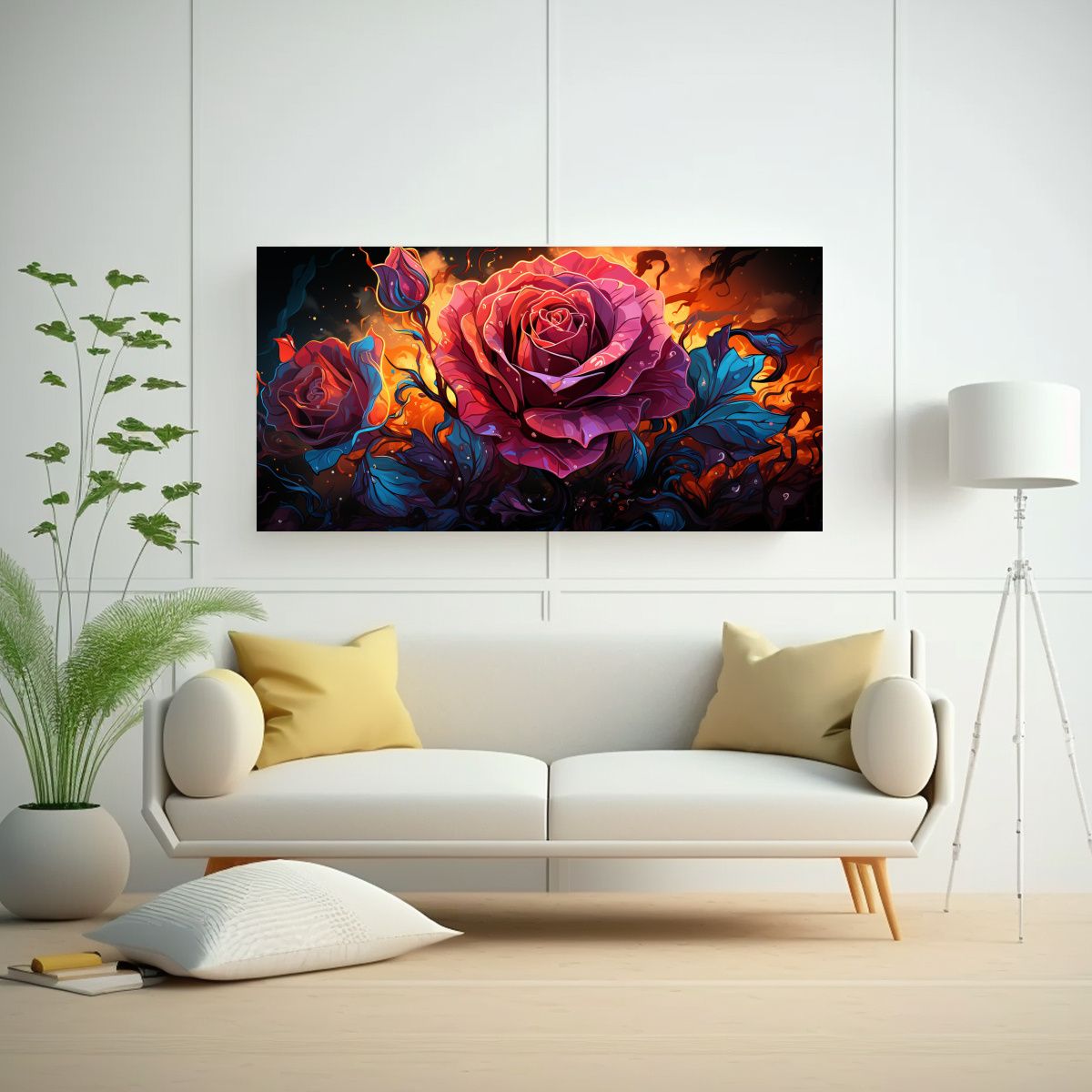 GENERICO - Cuadro Grafiti Estilo Rosa Con Colores Sangrantes: Lienzo Co 160x80cm