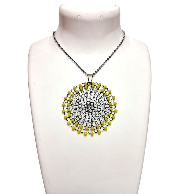 MIXTURARTE - Collar Colgante de Cobre Tejido Y Cadena de Acero