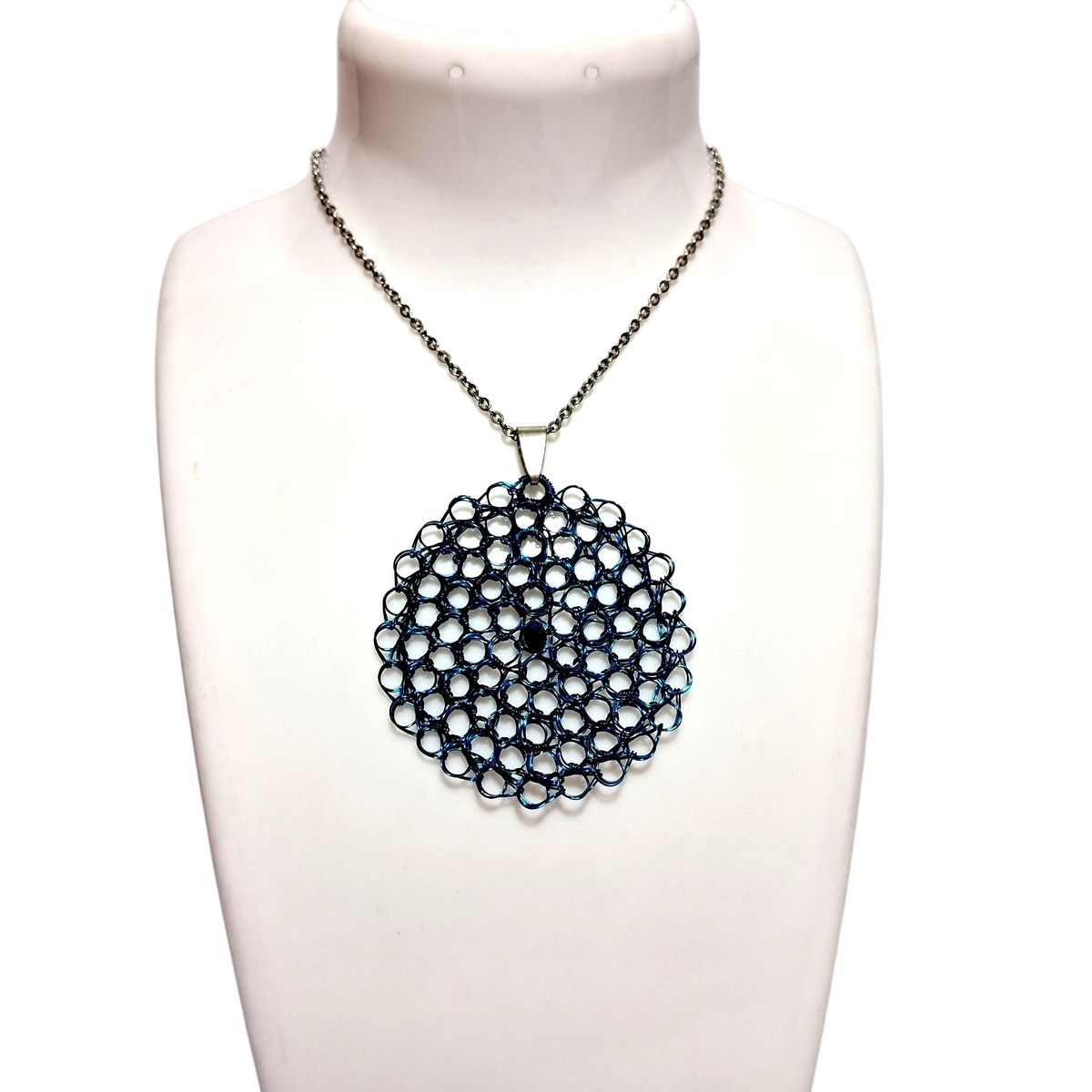 MIXTURARTE - Collar Colgante de Cobre Tejido Y Cadena de Acero