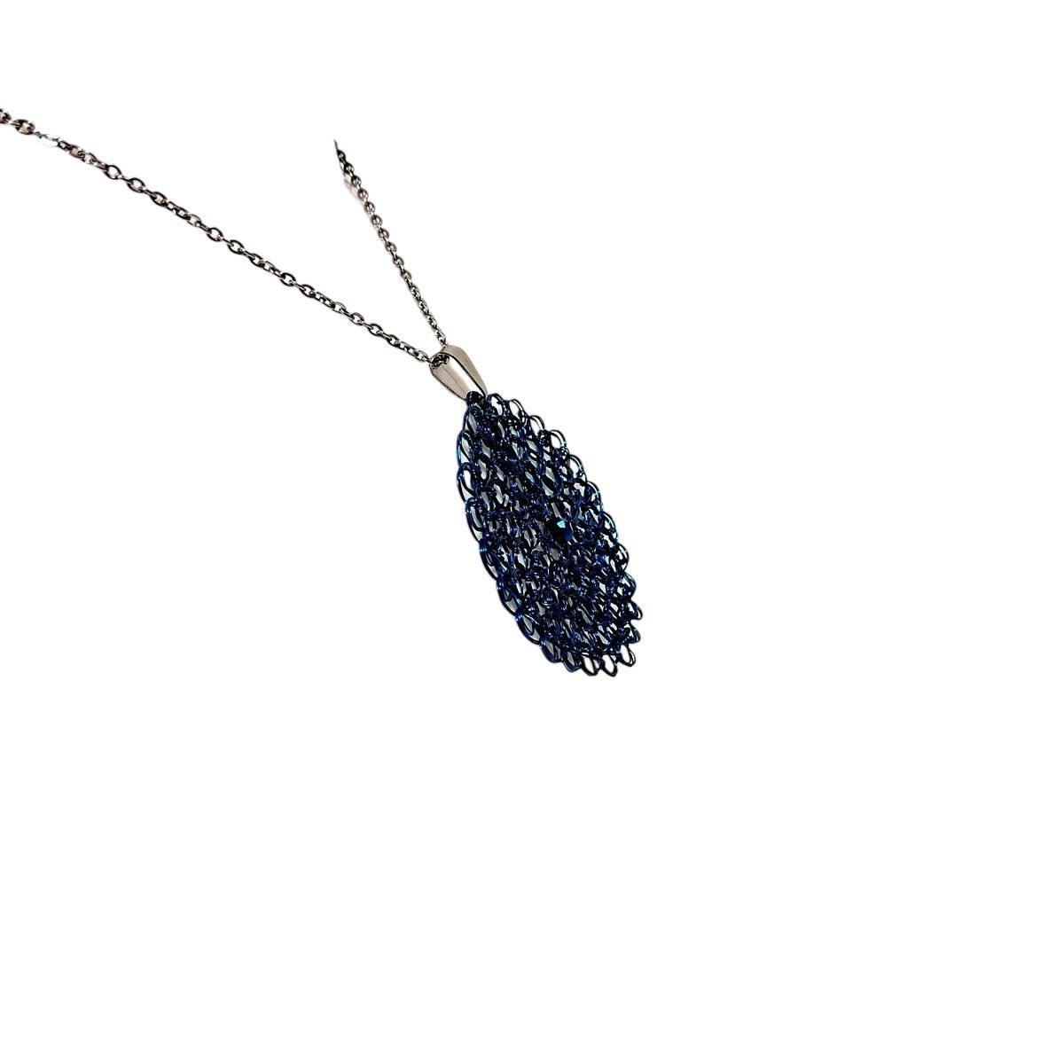 MIXTURARTE - Collar Colgante de Cobre Tejido Y Cadena de Acero