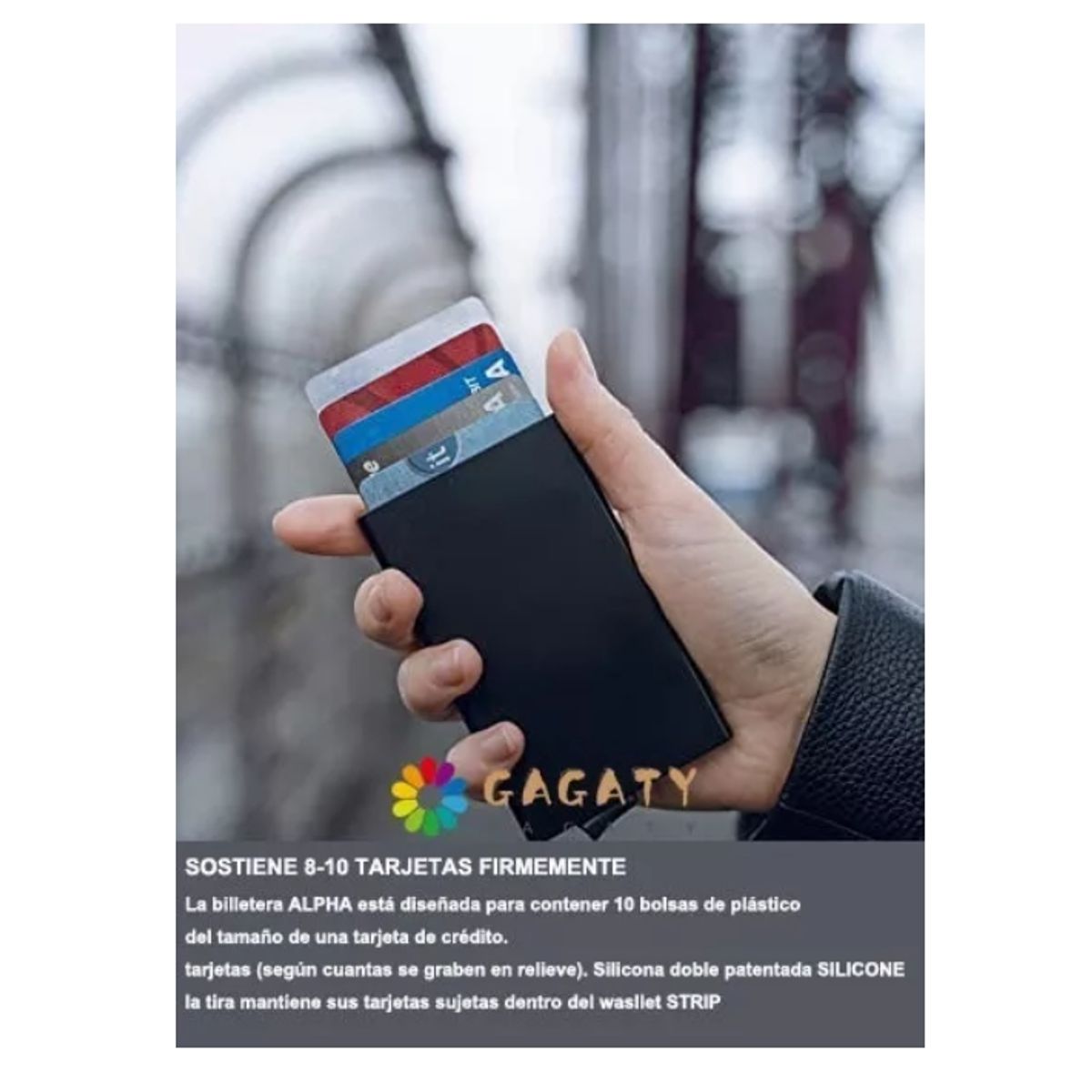 GENERICO - Porta Tarjetas O Tarjetero Aluminio Anticlonacion Rfid Popup