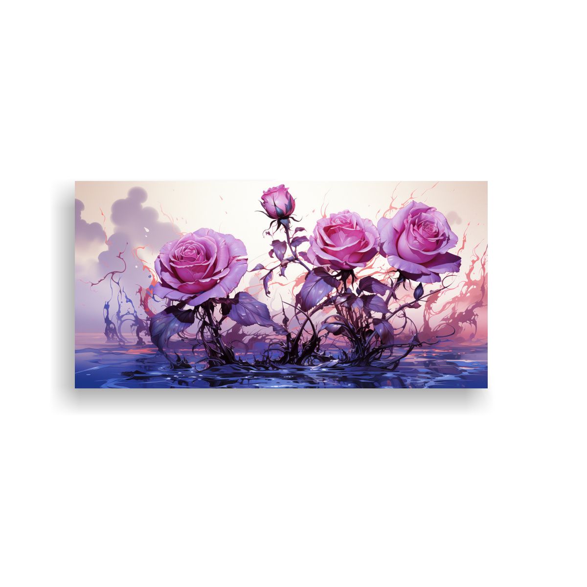 GENERICO - Pintura Decorativa Ilustrativa Con Rosa Venenosa En Fondo Bl 160x80cm