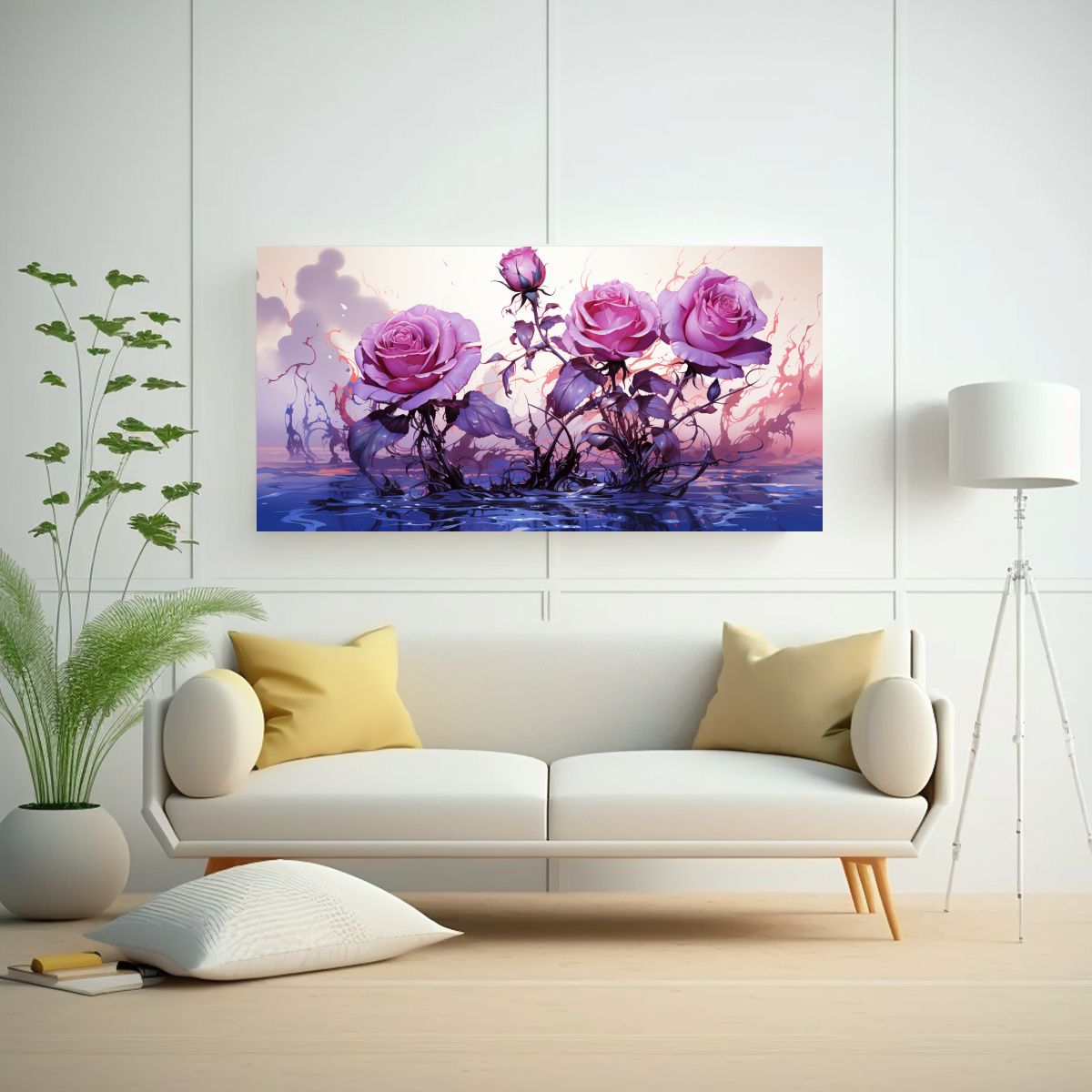 GENERICO - Pintura Decorativa Ilustrativa Con Rosa Venenosa En Fondo Bl 160x80cm