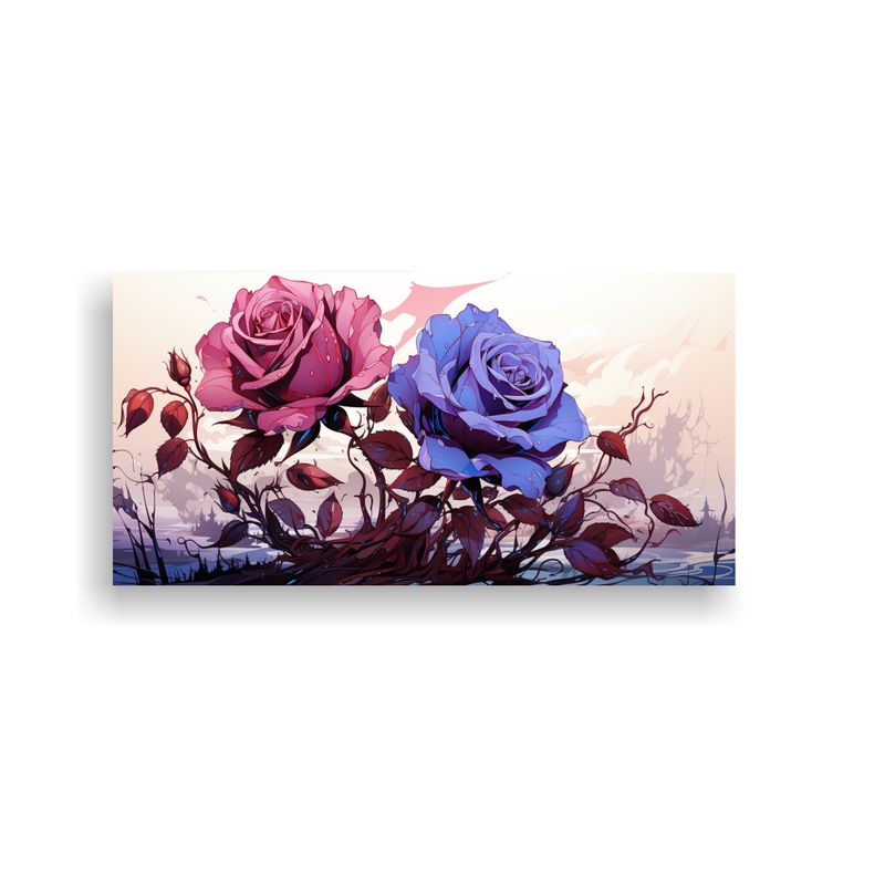 GENERICO - Cuadro Colorido De Rosa Venenosa En Fondo Blanco 160x80cm