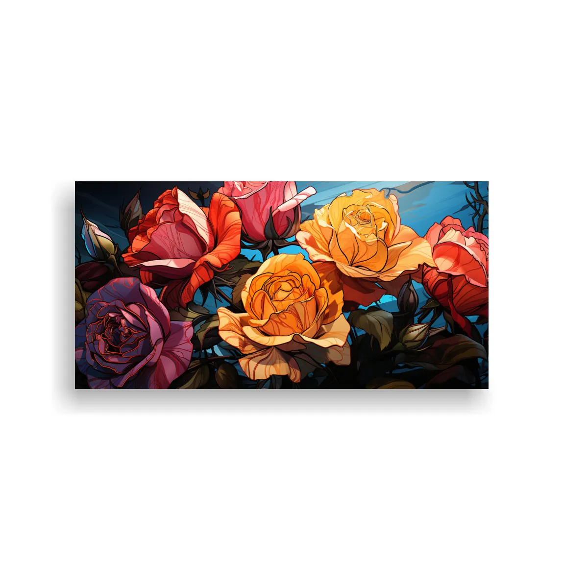 GENERICO - Pinturas Decorativas De Flores Híbridas De Té En Bastidor  160x80cm