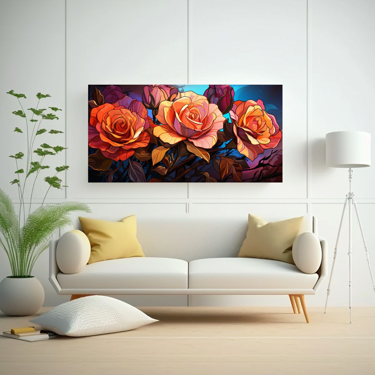 GENERICO - Pinturas Decorativas De Rosas Híbridas De Té Estilo Pop Ar 160x80cm