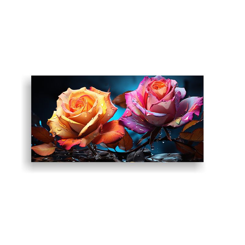 GENERICO - Cuadros Modernos Flores Hibridas Rosas De Té Coloridas Arte 160x80cm