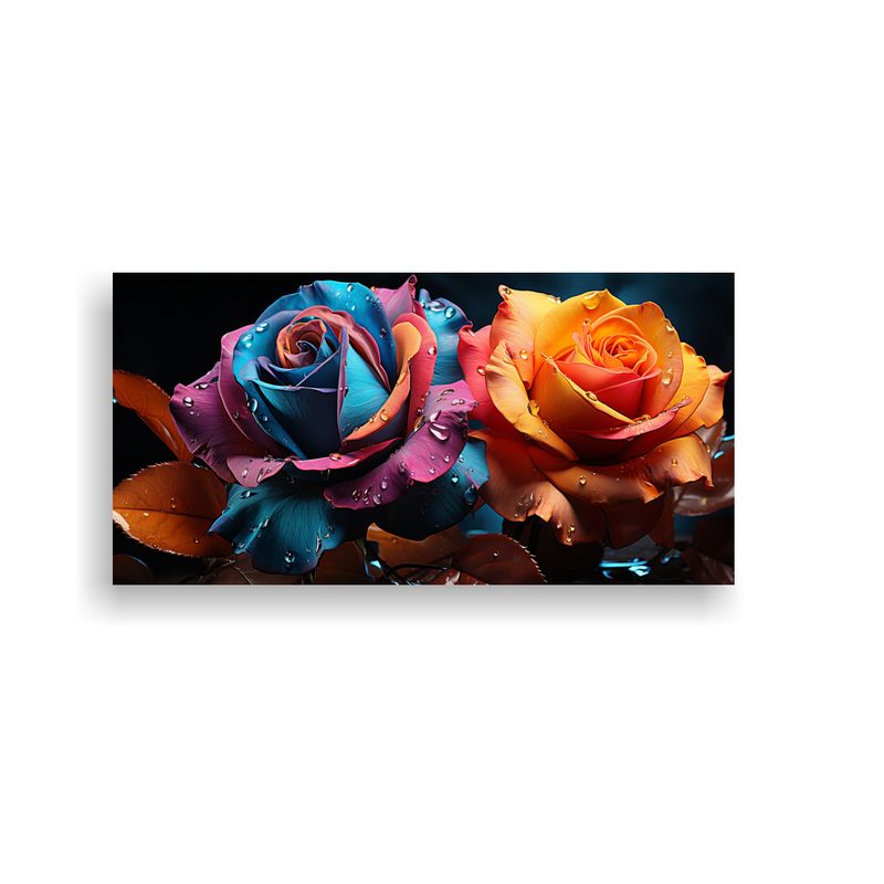 GENERICO - Cuadro Lienzo Abstracción Flores Rosas Híbridas Colores Po 160x80cm