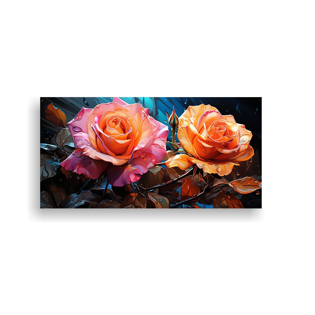 GENERICO - Cuadro Conceptual Armonía Rosas Híbridas Pop Art 160x80cm