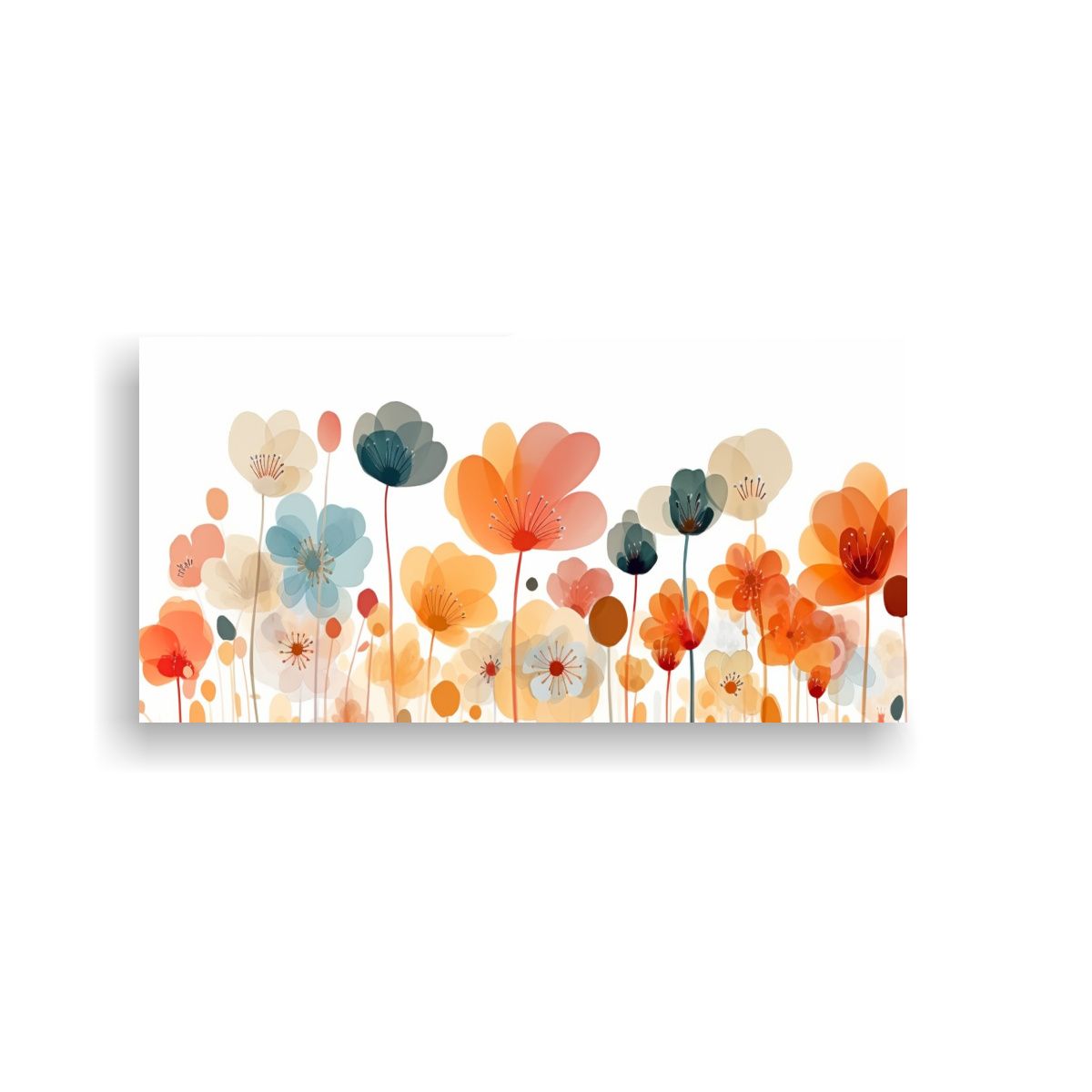 GENERICO - Pintura Decorativa De Lienzo Con Fondo Acuarela Floral Y Flo 160x80cm