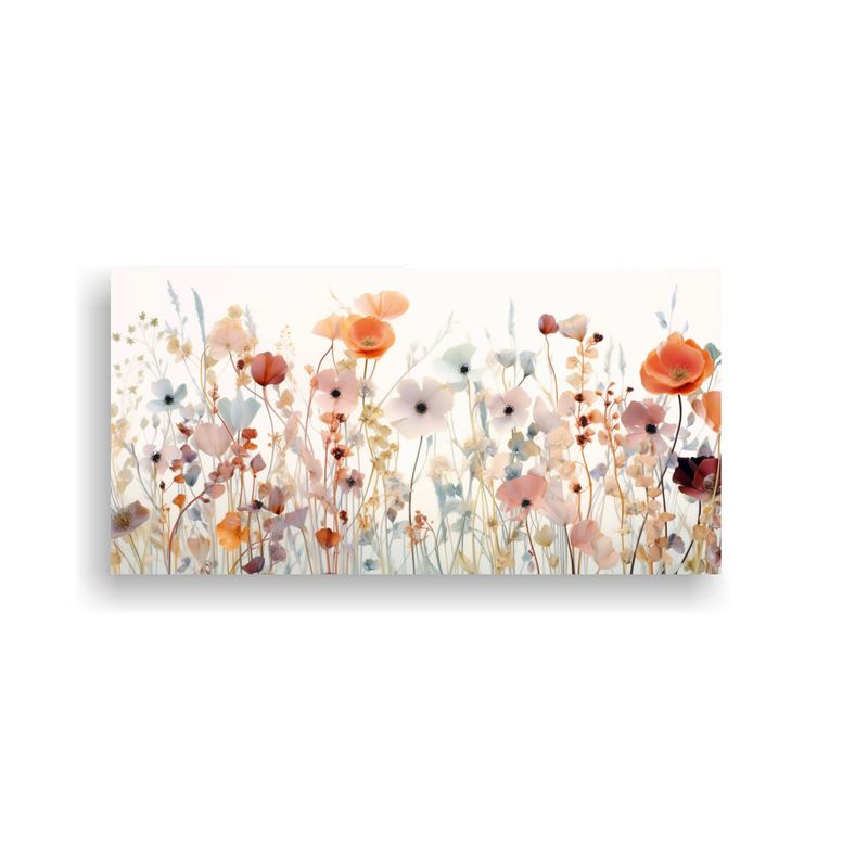 GENERICO - Pinturas Florales En Tonos Pastel Sobre Fondo Blanco 160x80cm
