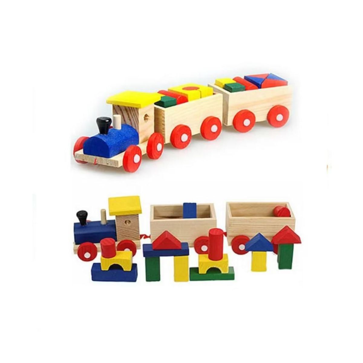 TOLIPA - Tren De Encaje Madera Para Niños Figuras Geométricas PB-B2