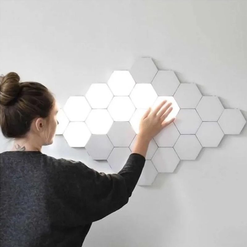 GENERICO - Set 3 Luces Autoadhesiva Led Hexagonal Para Decorar Con Control Remoto