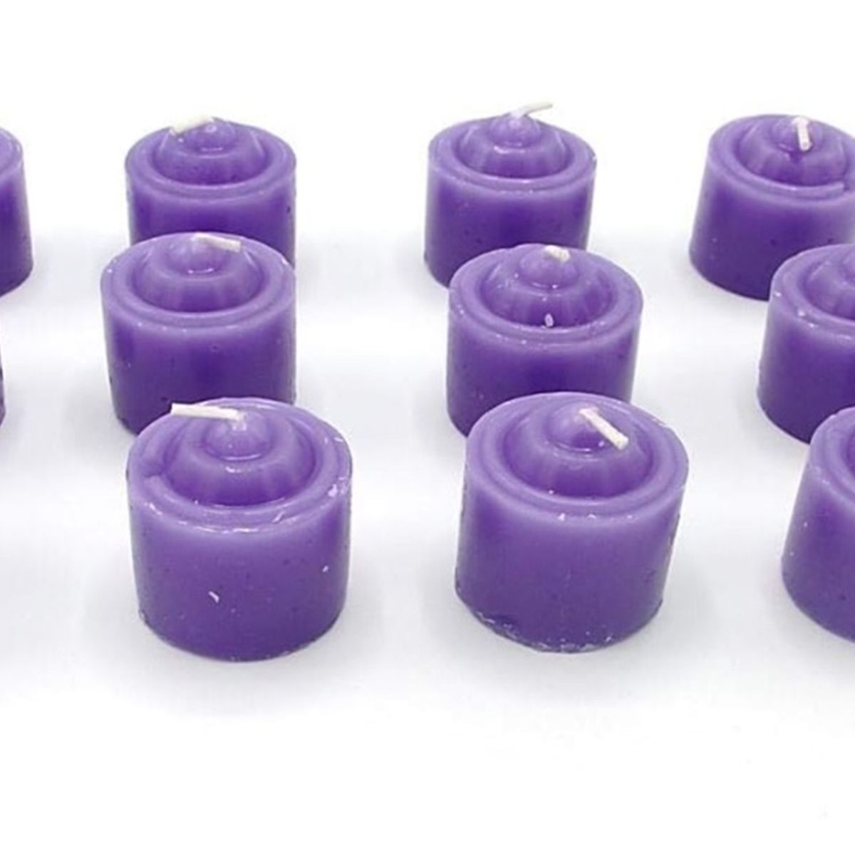 GENERICO - PACK 12 MINI VELAS ROMANTICAS MORADAS 3.5 CM