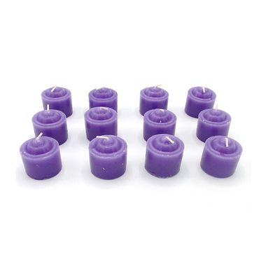Imagen 2 del producto PACK 12 MINI VELAS ROMANTICAS MORADAS 3.5 CM