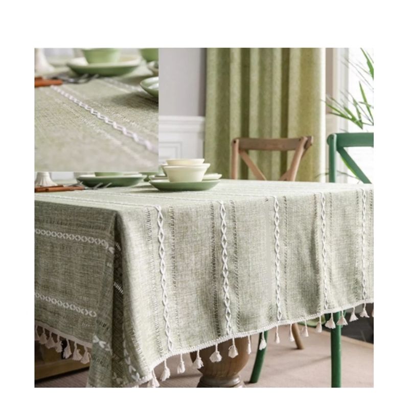GENERICO - Mantel Rectangular Mantel De La Mesa Borla Algodón 145x220cm Rombo