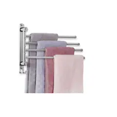 GENERICO - Colgador De Toalla Inoxidable 4 Brazos 180 Grados Acero