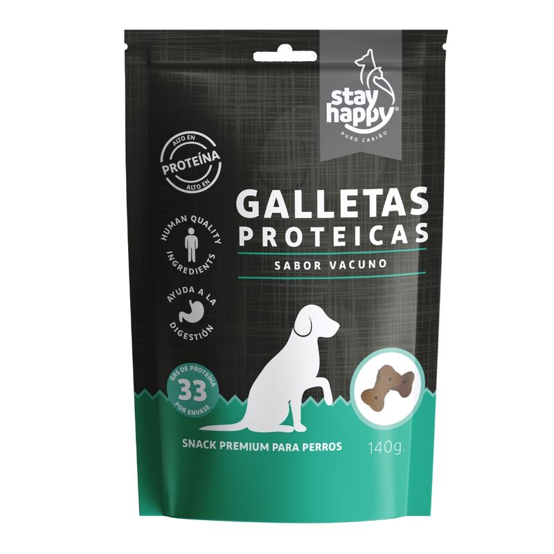 GENERICO - 12 Snack Galleta Proteica Stay Happy Vacuno - perros 140gr