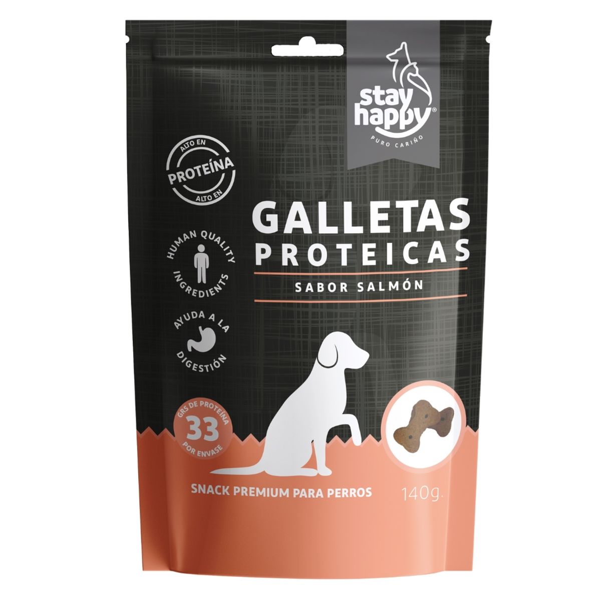GENERICO - 12 Snack Galleta Proteica Stay Happy Salmón - perros 140gr