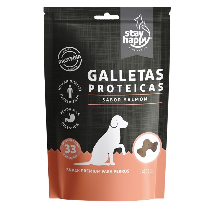 GENERICO - 12 Snack Galleta Proteica Stay Happy Salmón - perros 140gr