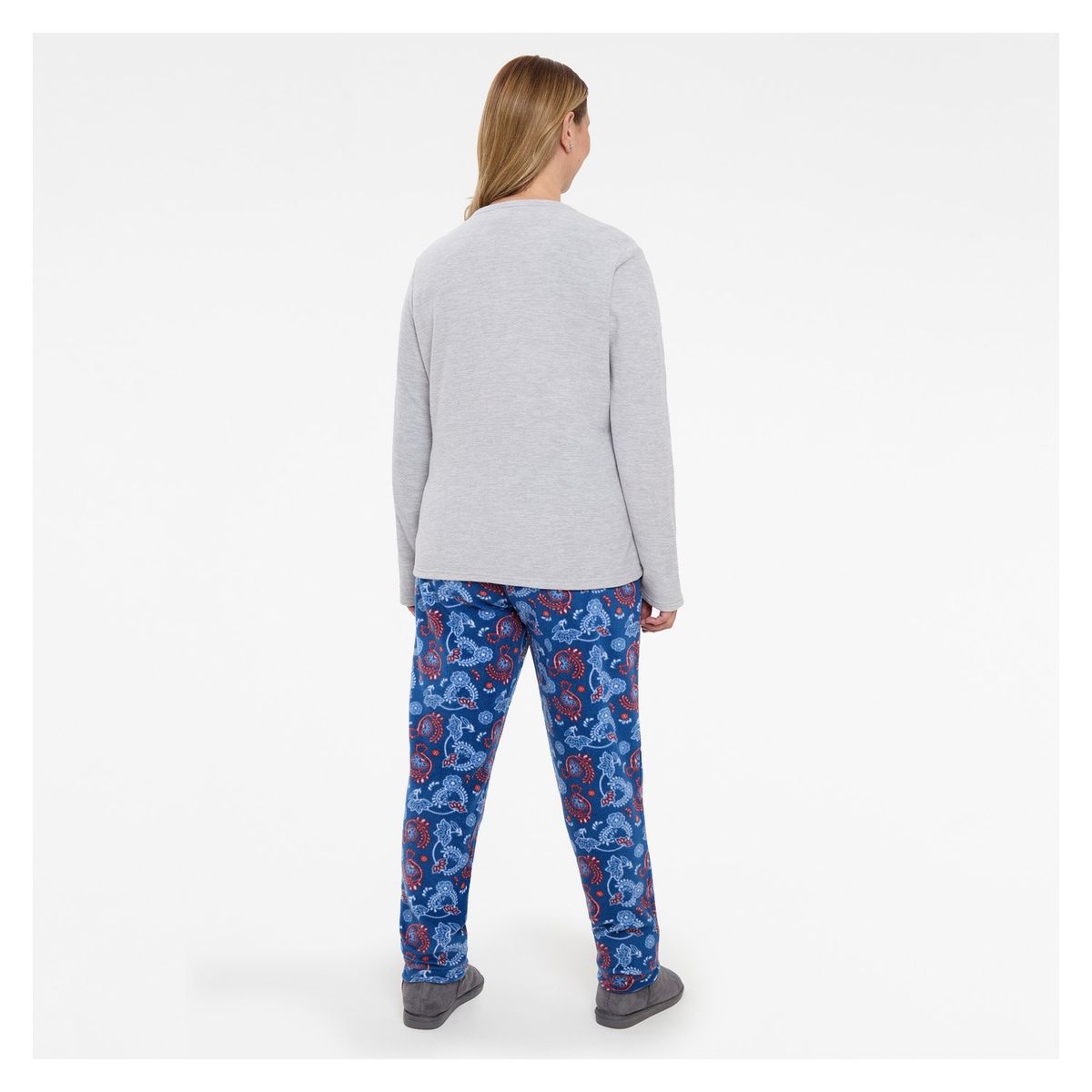 FASHION'S PARK - Pijama Mujer Polar Botón Gris Melange Fashion's Park