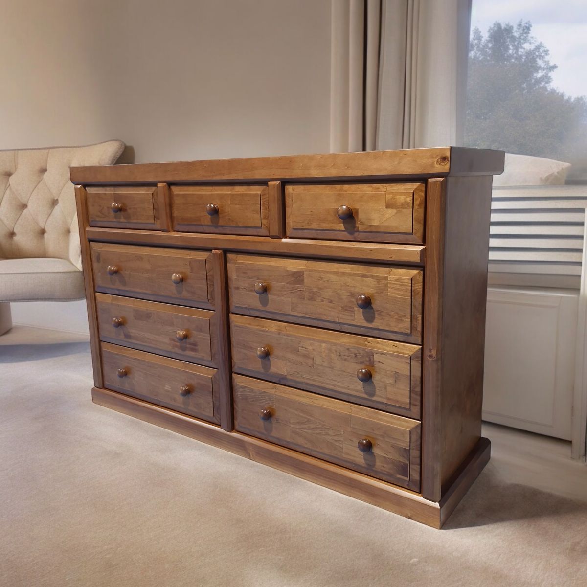 MUEBLES DURAN - Comoda Nogal 9 Cajones