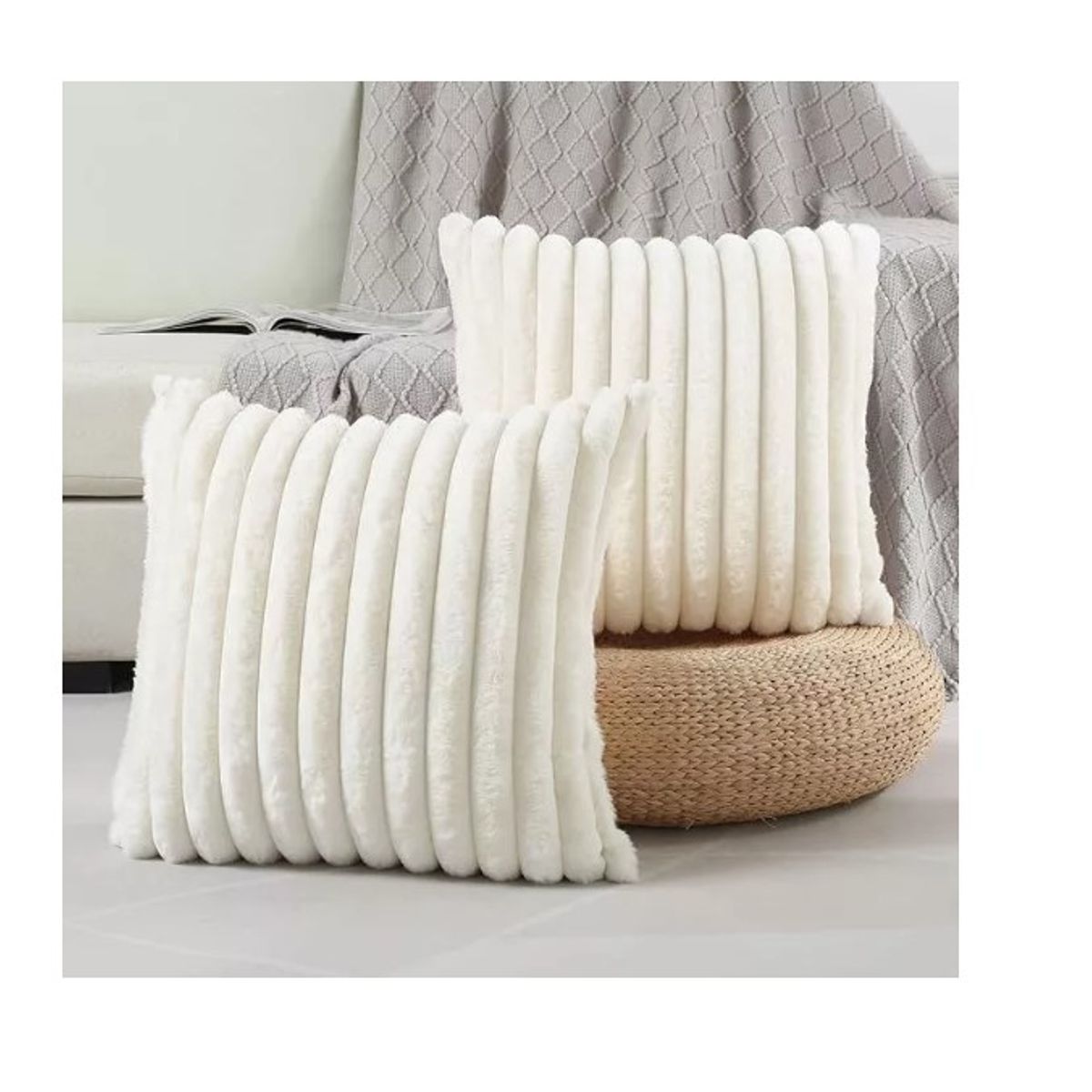 GENERICO - Fundas De Cojines Pack X2 Boho Rayada Suave 45 X 45 Premium