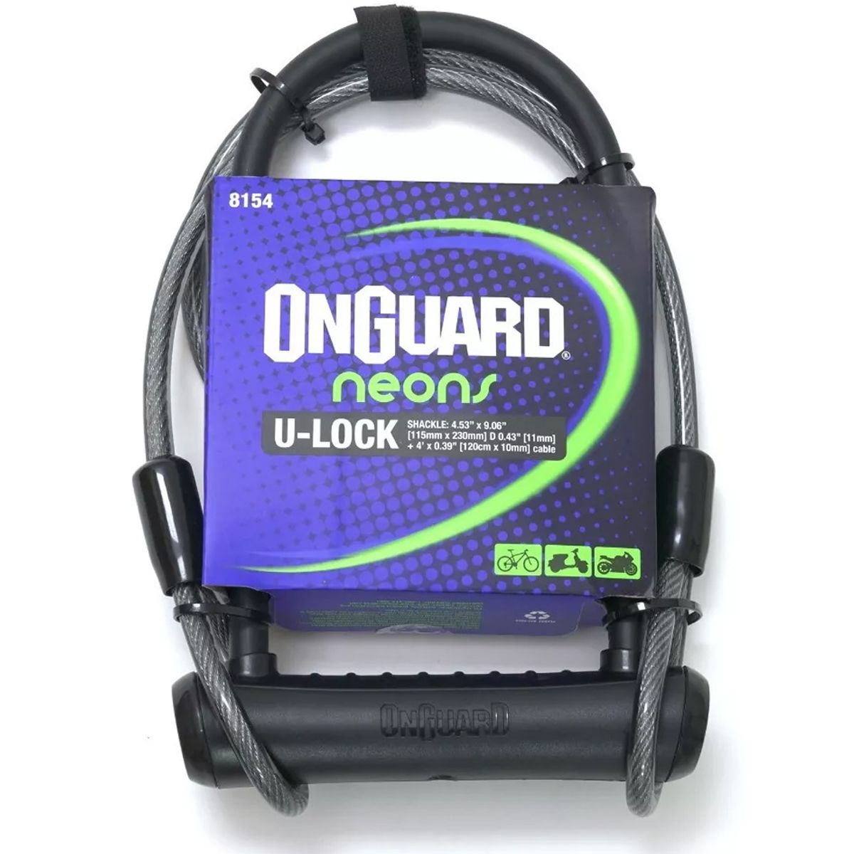 ON GUARD - Candado Bici U-lock On Guard Neon Piola Soporte 230 Cm Negro
