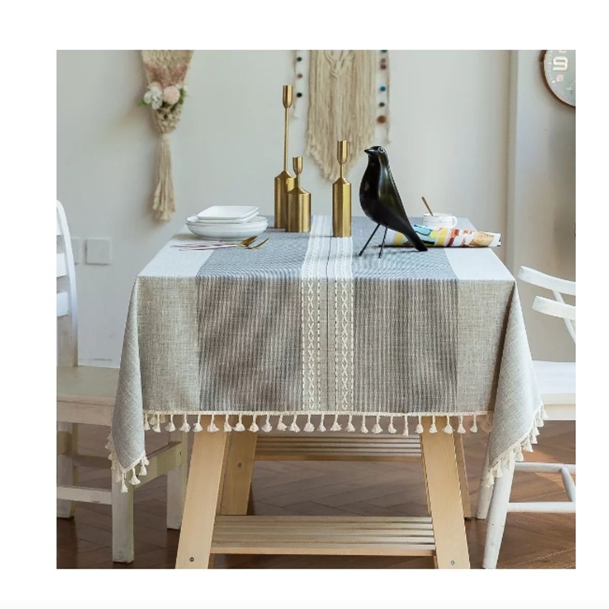 GENERICO - Mantel Rectangular Mantel De La Mesa Borla Algodón 145x220cm