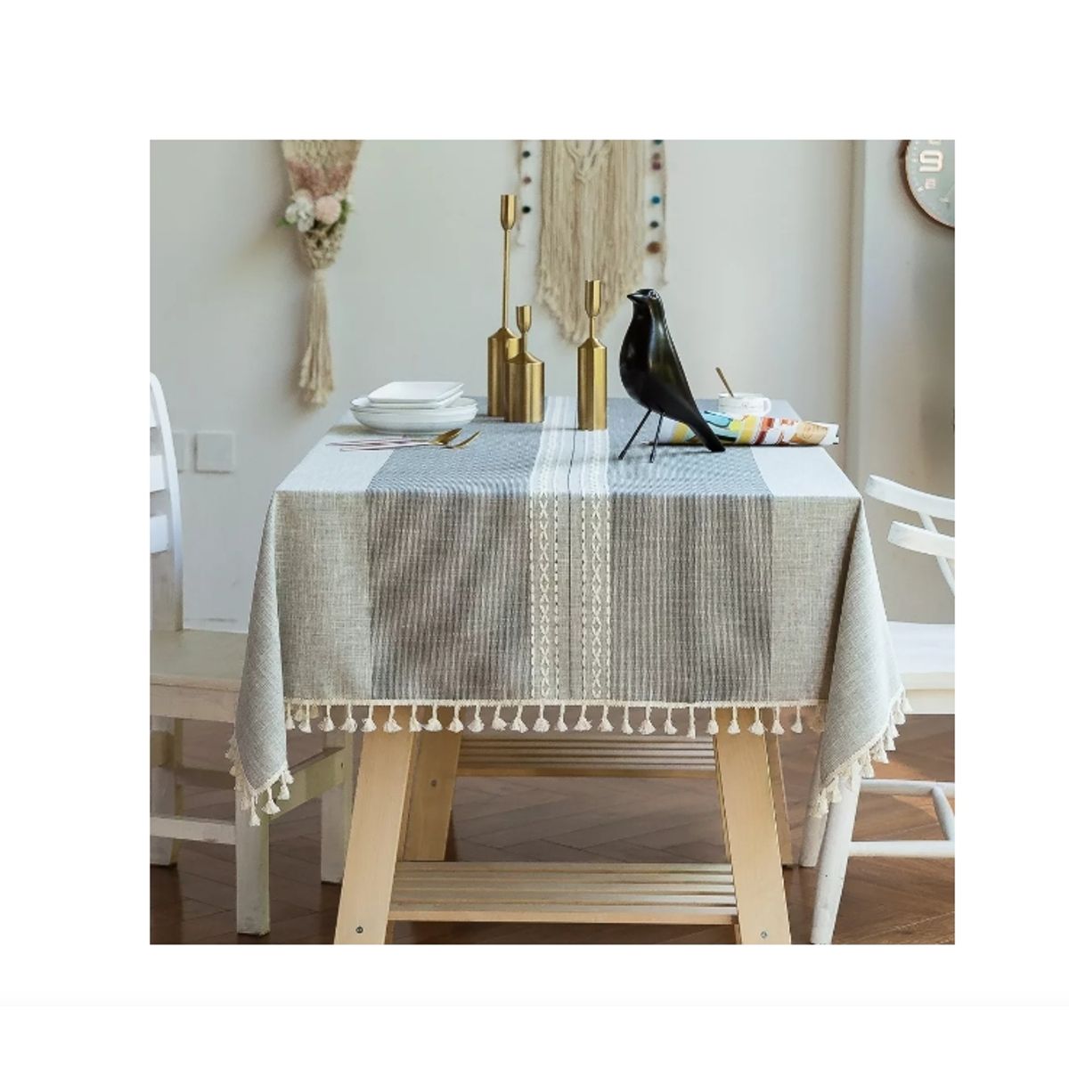 GENERICO - Mantel Rectangular Mantel De La Mesa Borla Algodón 145x220cm