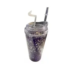 GENERICO - Vasos Con Bombilla Vaso Con Tapa Vasos Reutilizables Violeta