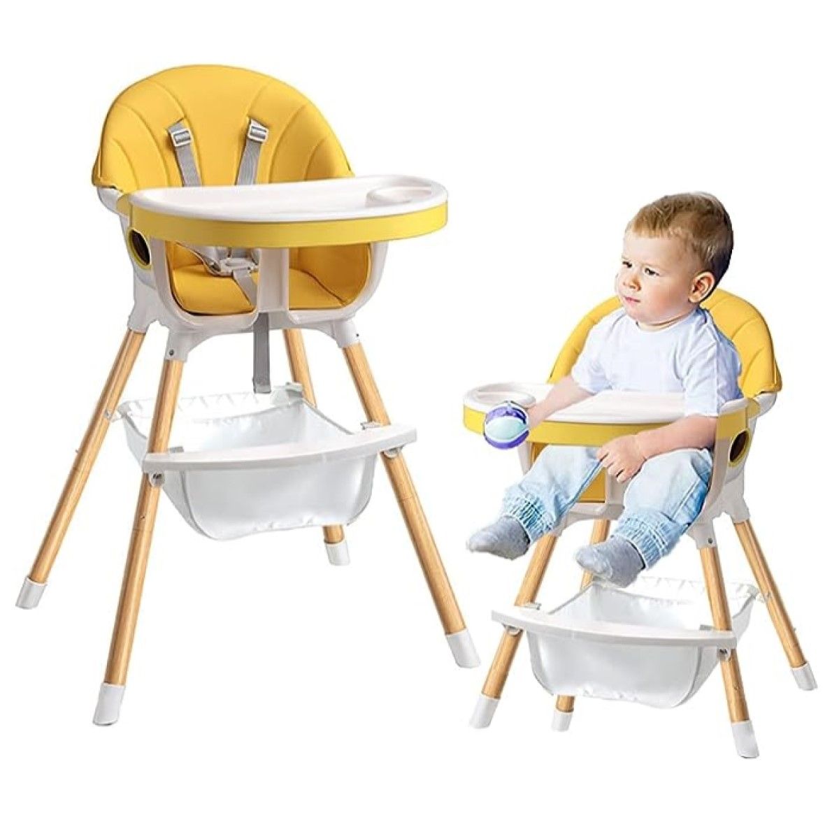 MUNDO MAGIA - Silla De Comer 2 Alturas Cubiertas Cambiables Y Cinturón Seg