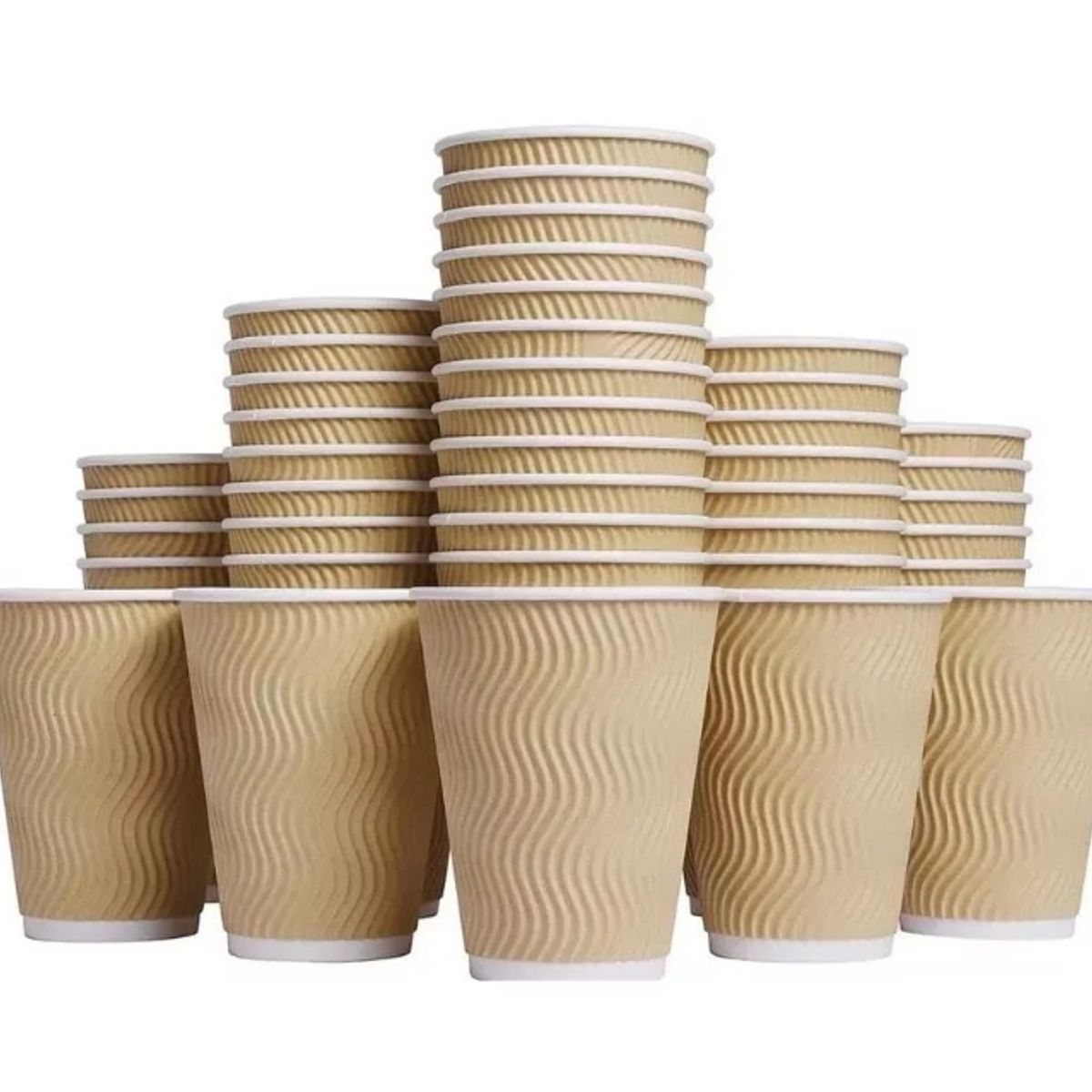 GENERICO - Vaso Corrugado Kraft 8 Onzas Borde Blanco Pack 50 Unidades