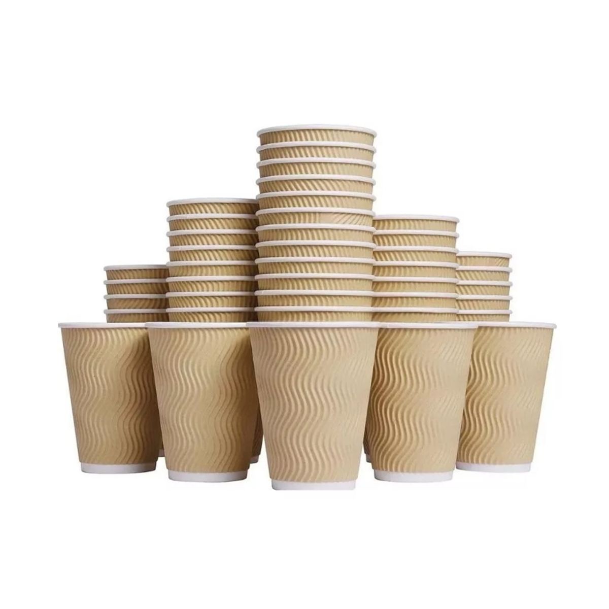 GENERICO - Vaso Corrugado Kraft 8 Onzas Borde Blanco Pack 50 Unidades