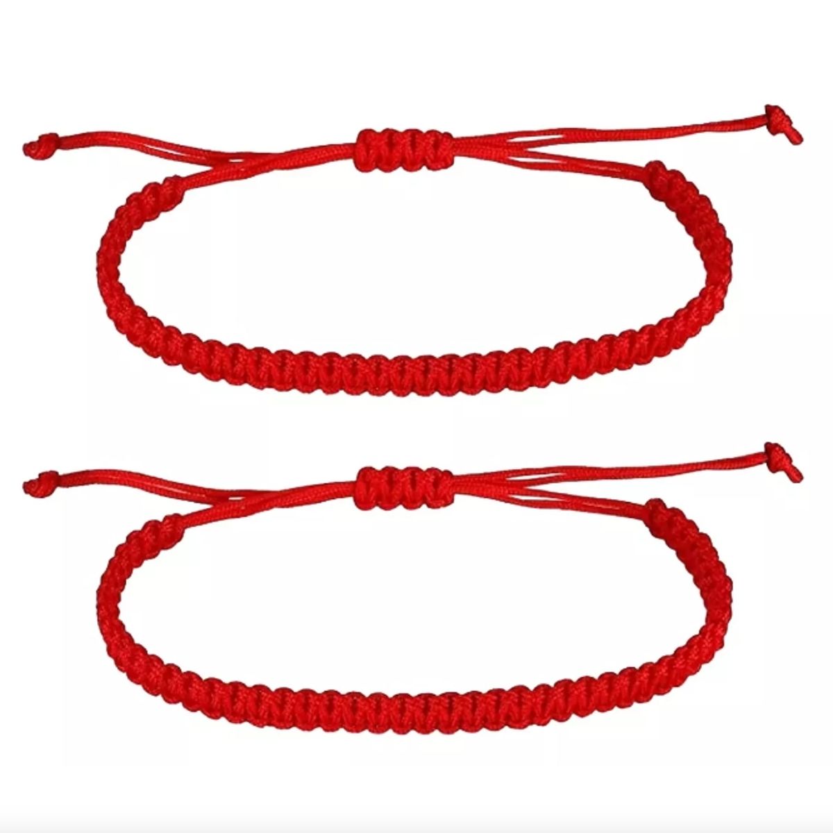 GENERICO - 2 Pulseras - Tejida Roja Ajustable