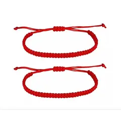 GENERICO - 2 Pulseras - Tejida Roja Ajustable