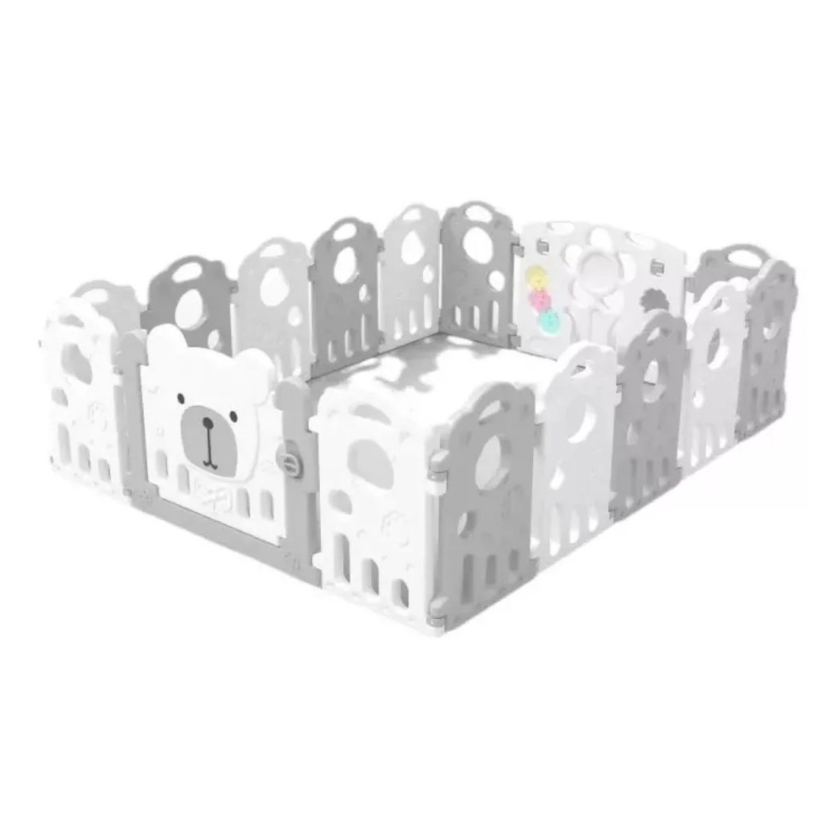 MUNDO MAGIA - Corral para Bebé Plegable con Paneles de Seguridad Gris