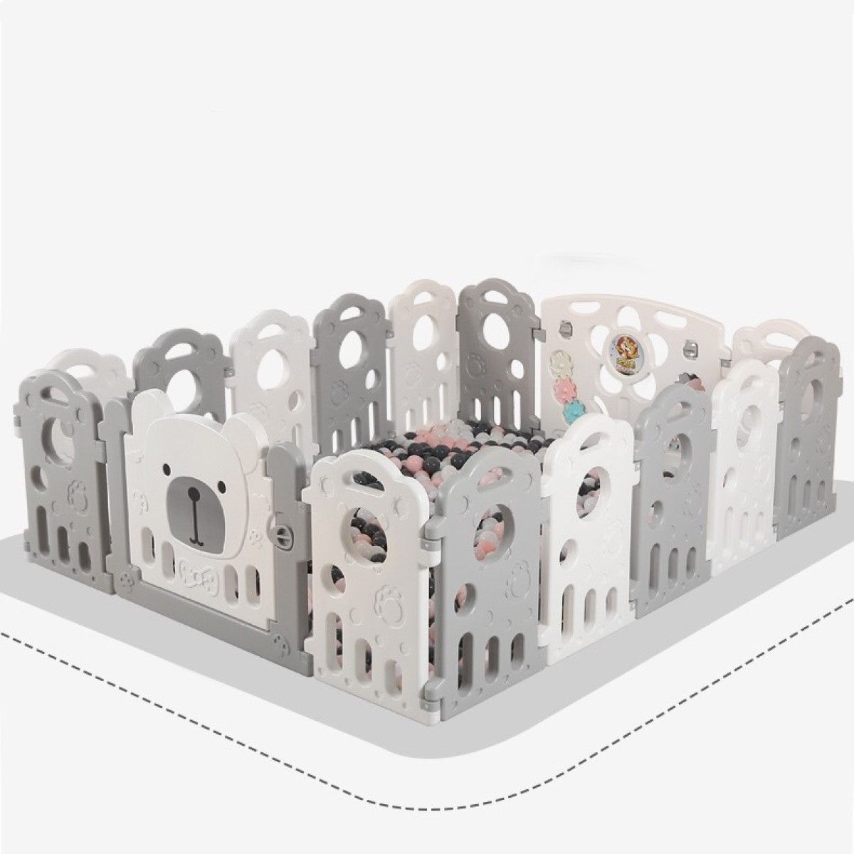 MUNDO MAGIA - Corral para Bebé Plegable con Paneles de Seguridad Gris