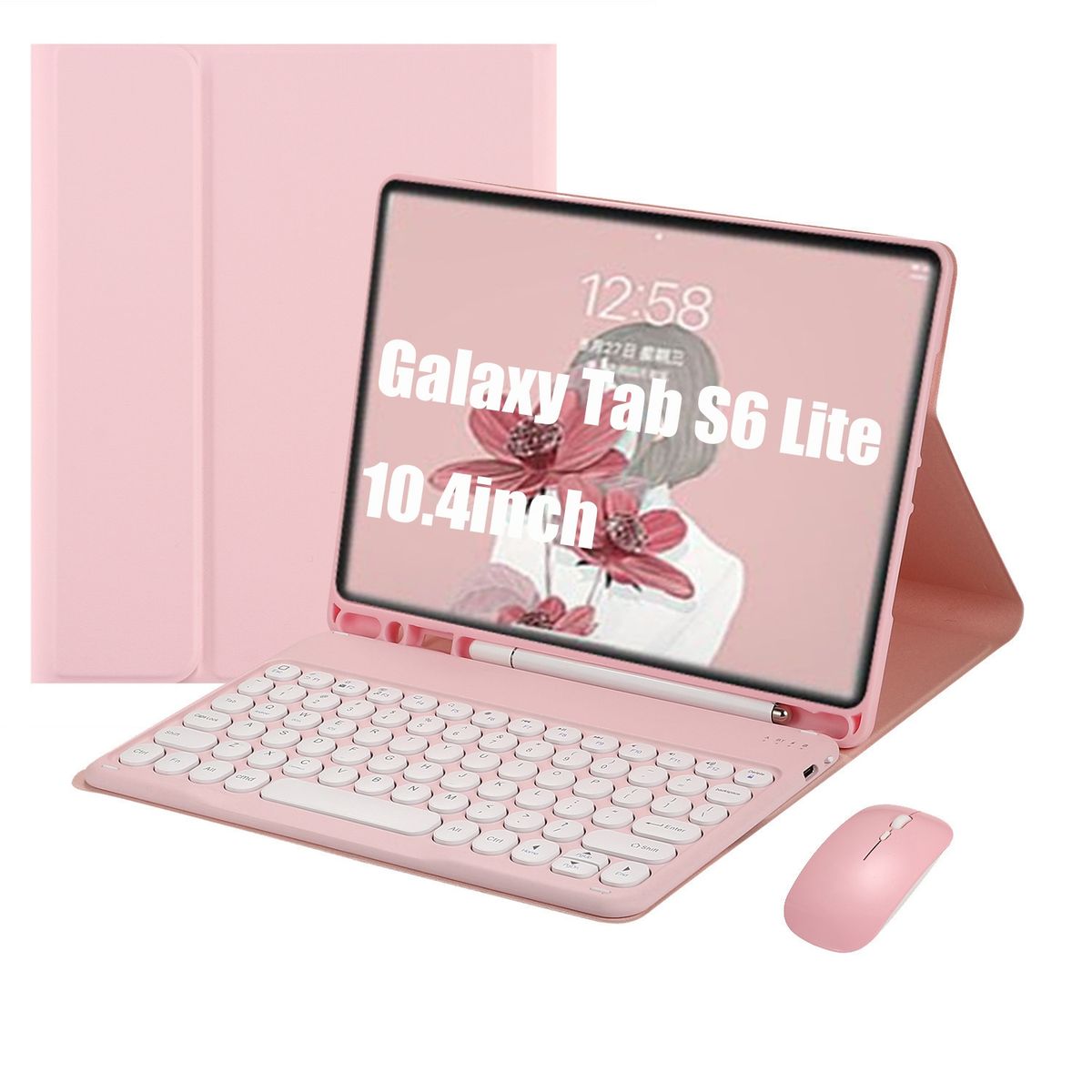 SHARGE - Teclado y Ratón Bluetooth para Galaxy Tab S6Lite 10.4in Rosa Español