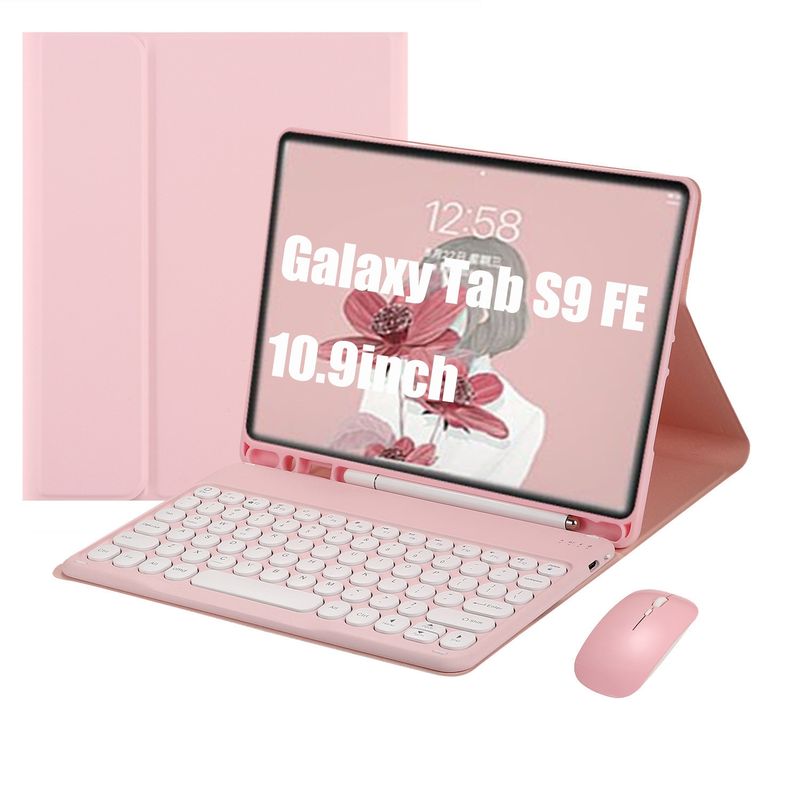 SHARGE - Teclado y Ratón Bluetooth para Galaxy Tab S9 FE 10.9in Rosa Español