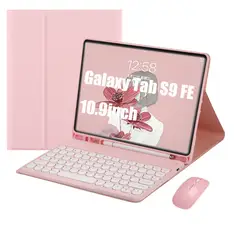 SHARGE - Teclado y Ratón Bluetooth para Galaxy Tab S9 FE 10.9in Rosa Español