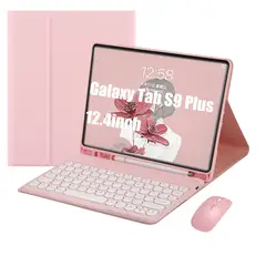 SHARGE - Teclado y Ratón Bluetooth para Galaxy Tab S9 Plus 12.4in Rosa ñ